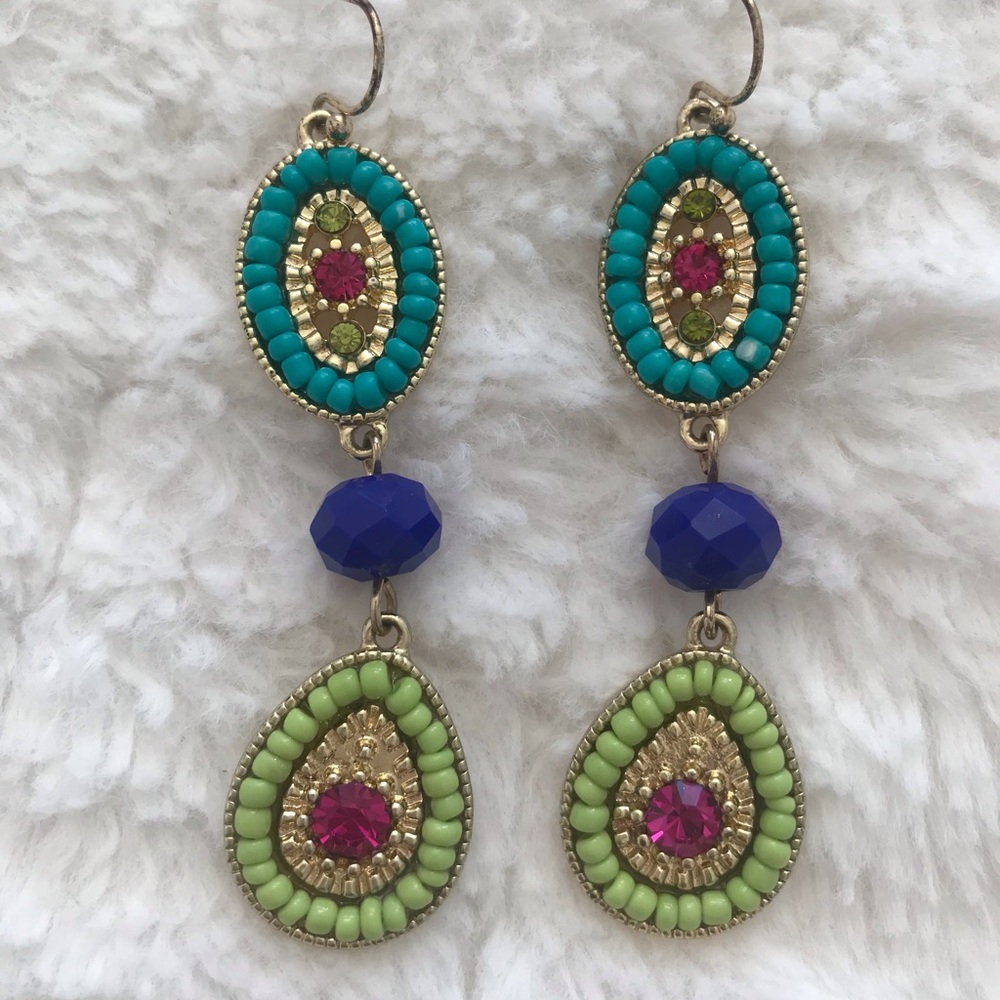 Beaded colorful drop earrings